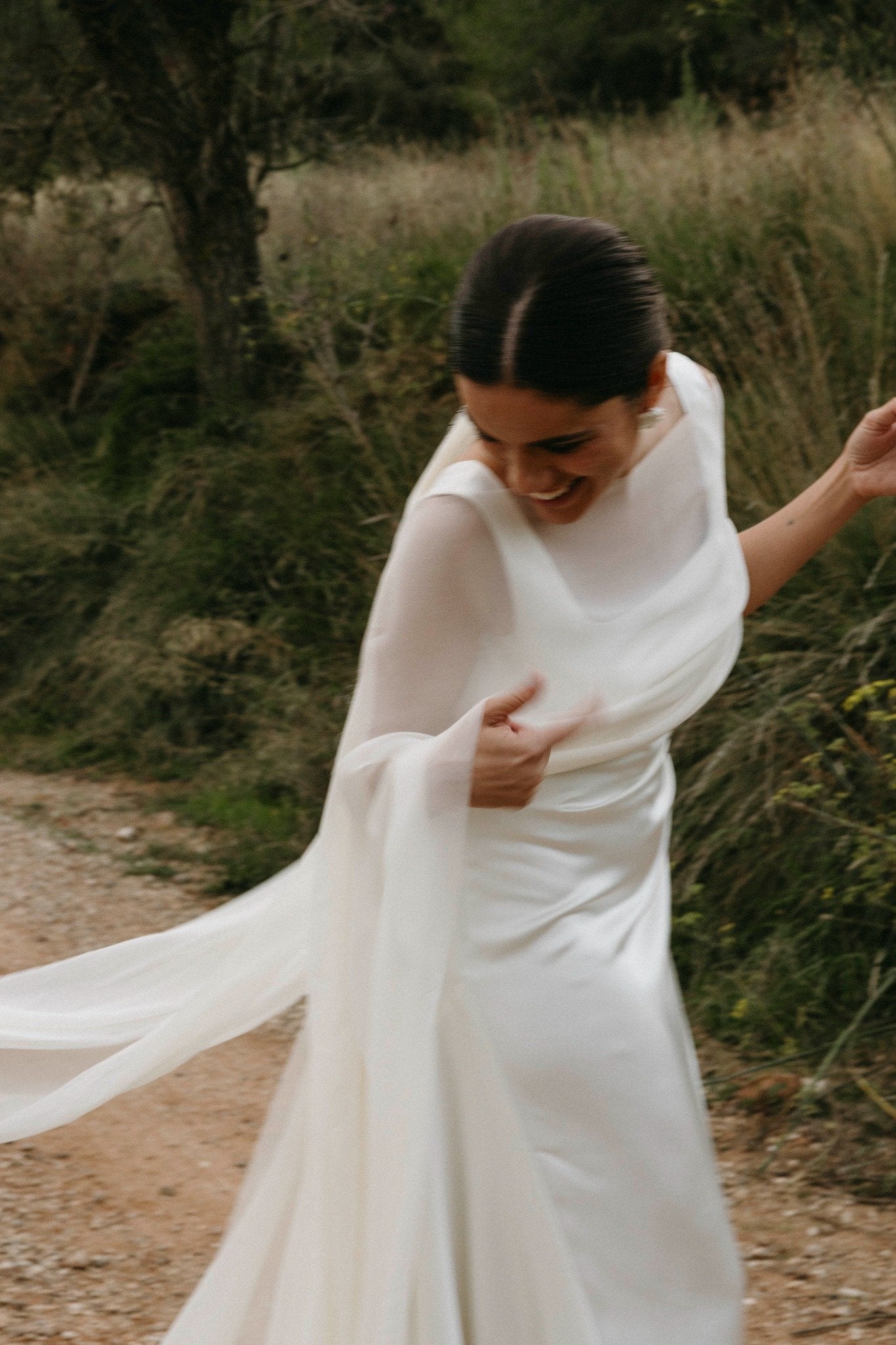 Custom bridal dress designed and tailored in Barcelona through LAGUILLOT's Atelier service, crafted for timeless elegance and personal expression