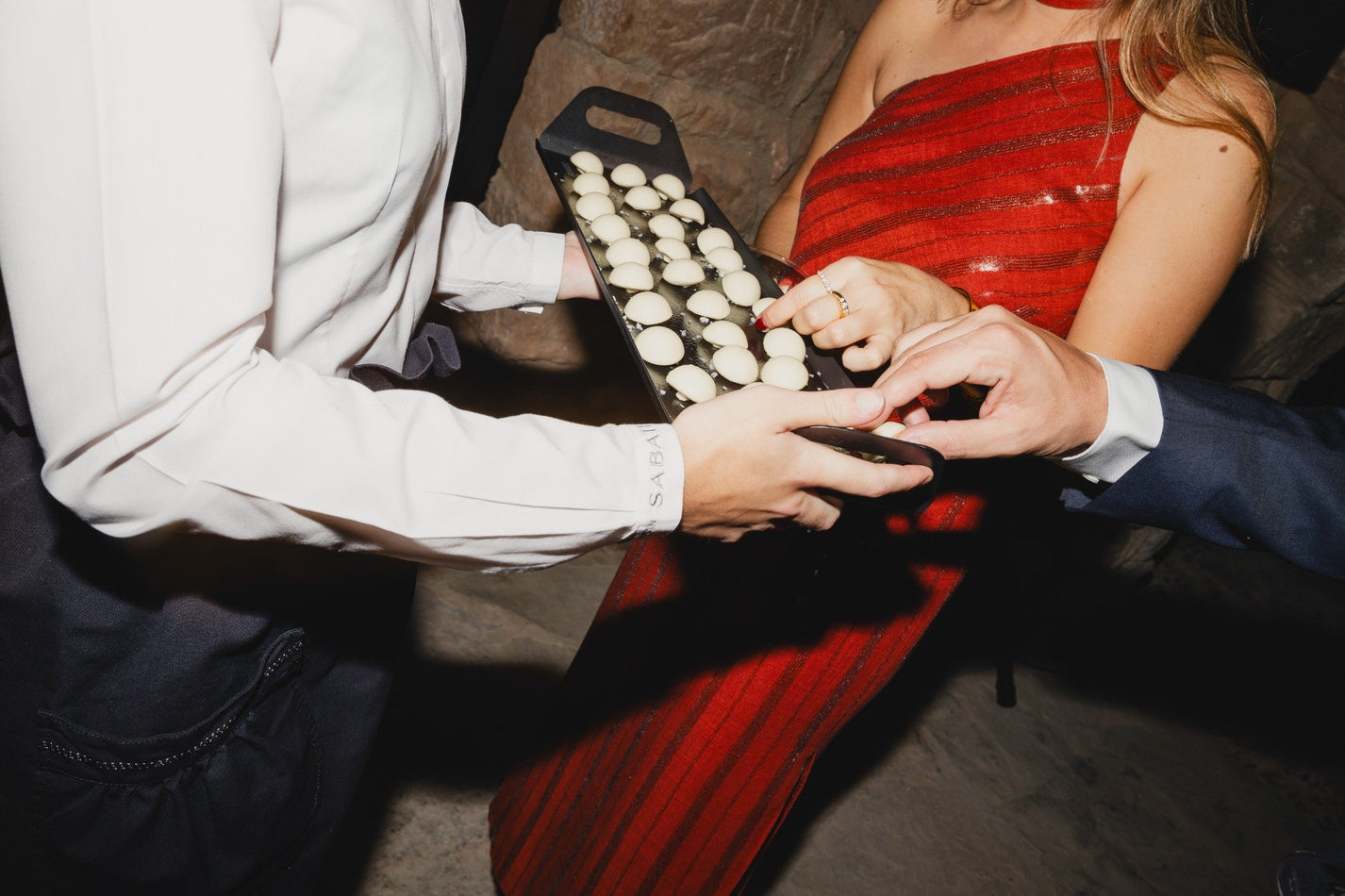 Custom-made guest dress tailored in Barcelona through LAGUILLOT's Atelier service, designed for special occasions with elegance and individuality