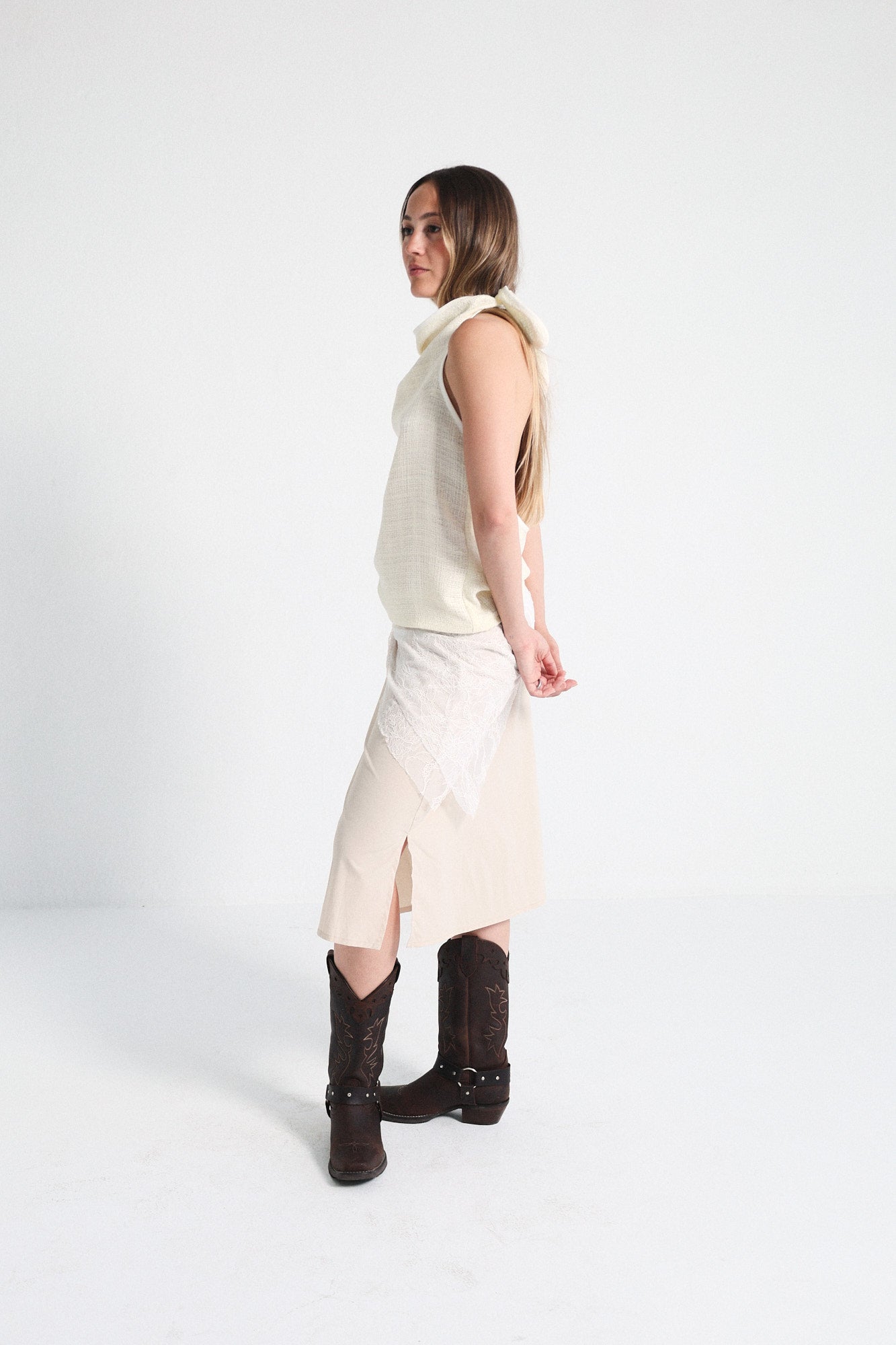 Top Ada Tweed Blanco