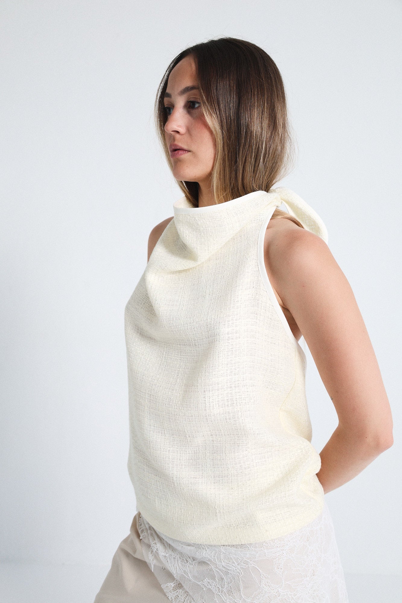 Top Ada Tweed Blanco