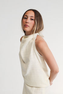 Top Ada Tweed Blanco