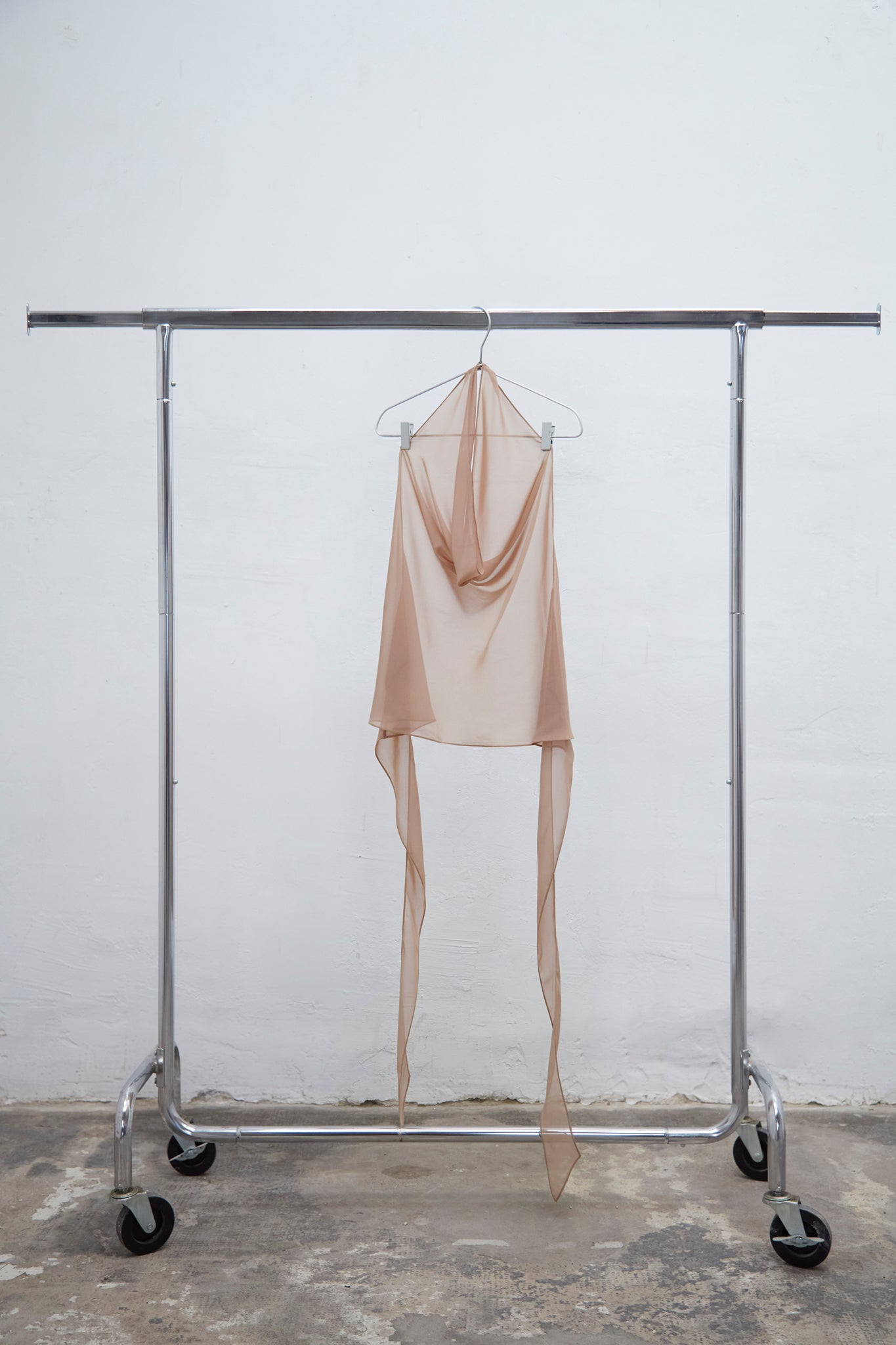 Isadora beige halter top with draped neckline and adjustable fit, one size for S to L, handmade in Barcelona