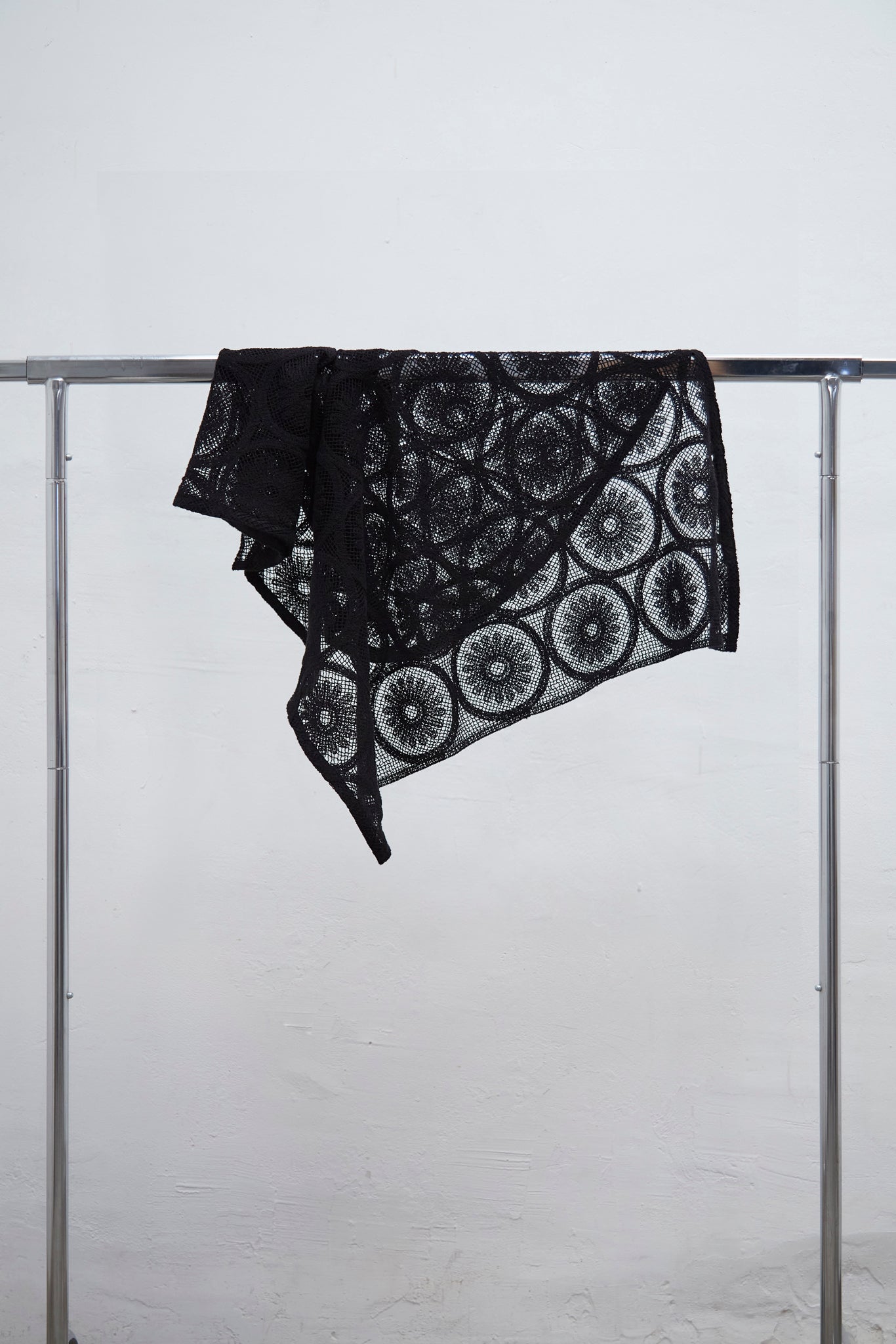 Lolita asymmetric crochet overskirt with adjustable snap buttons, one-size fit for S to L, handmade in Barcelona